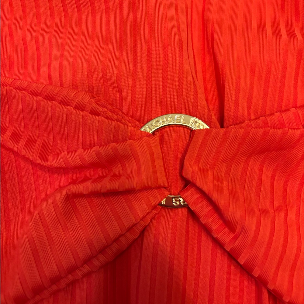 NWT ✨ MICHAEL Michael Kors Bright Coral One-Piece Swimsuit size 12 - Picture 2 of 6